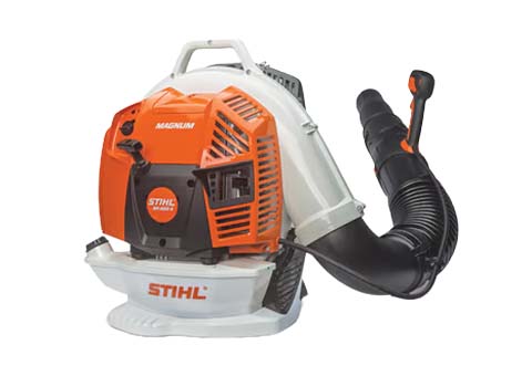 a backpack leaf blower on a white background