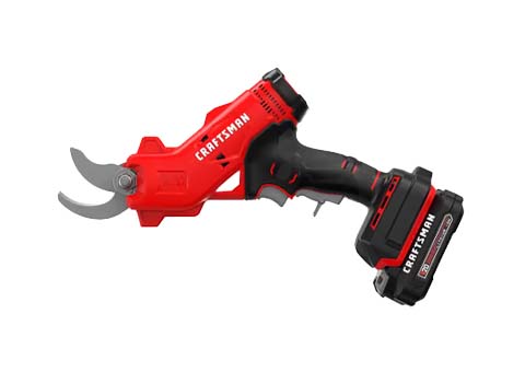 battery-powered pruning shears on a white background